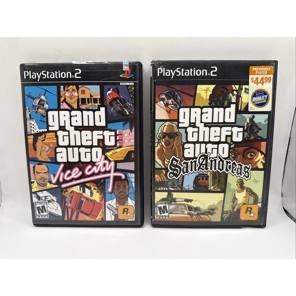 Grand Theft Auto Vice City + San Andreas (Playstation 2 PS2) Lot of 2 CIB Maps